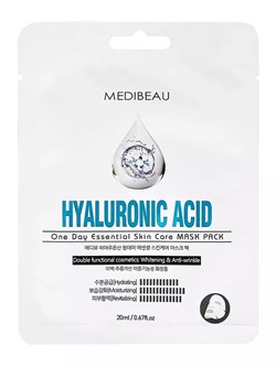 MEDIBEAU Маска тканевая для лица с гиалуроновой кислотой / One Day Essential Skin Care Mask Pack Hyualuronic Acid, 20 мл 25409-75864 - фото 14780370