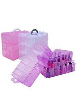 Planet Nails Чемодан пластиковый 19238 трёхуровневый, большой, 32 х 19 х 25 см, в ассортименте 692-75728 - фото 14806314